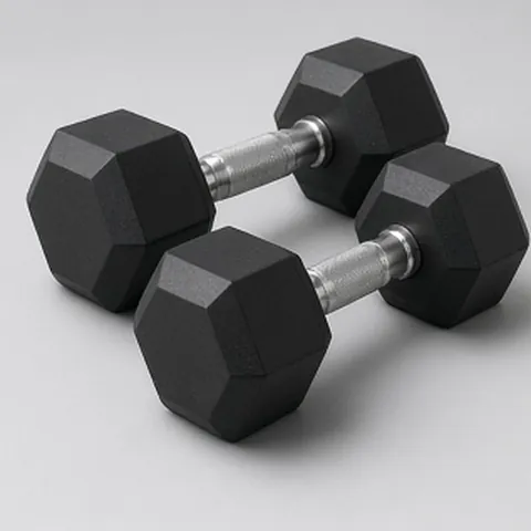 Hex Rubber Dumbbells, Pair (15 lb)